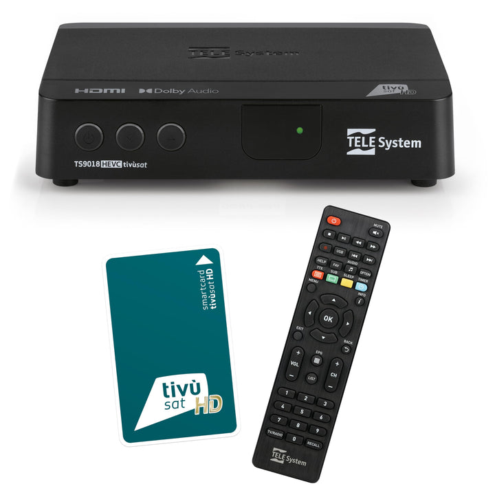 Tele System Satellitendecoder TS9018HEVC Tivùsat HD Classic: Zugang zu über 70 kostenlosen HD-Kanäle