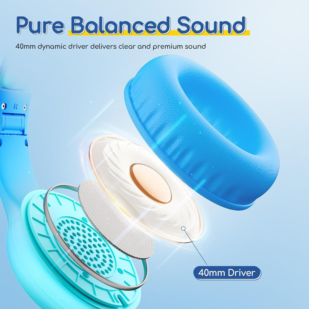 EarFun Kinder Kopfhörer, Kopfhörer Kinder USB C, 85/94dB Lautstärkenbegrenzer, HiFi Klang, faltbar,