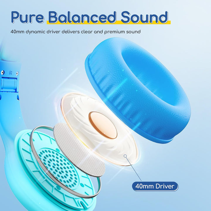 EarFun Kinder Kopfhörer, Kopfhörer Kinder USB C, 85/94dB Lautstärkenbegrenzer, HiFi Klang, faltbar,