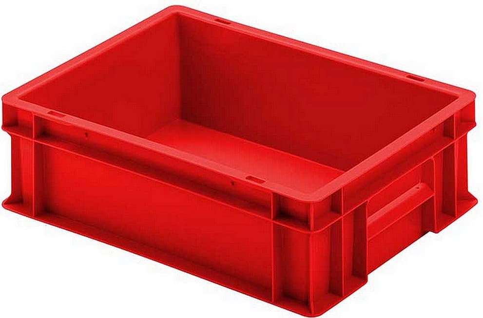 BRB 16x Euro-Stapelbehälter mit 2 Griffleisten, LxBxH 400x300x120 mm, 11 Liter, rot
