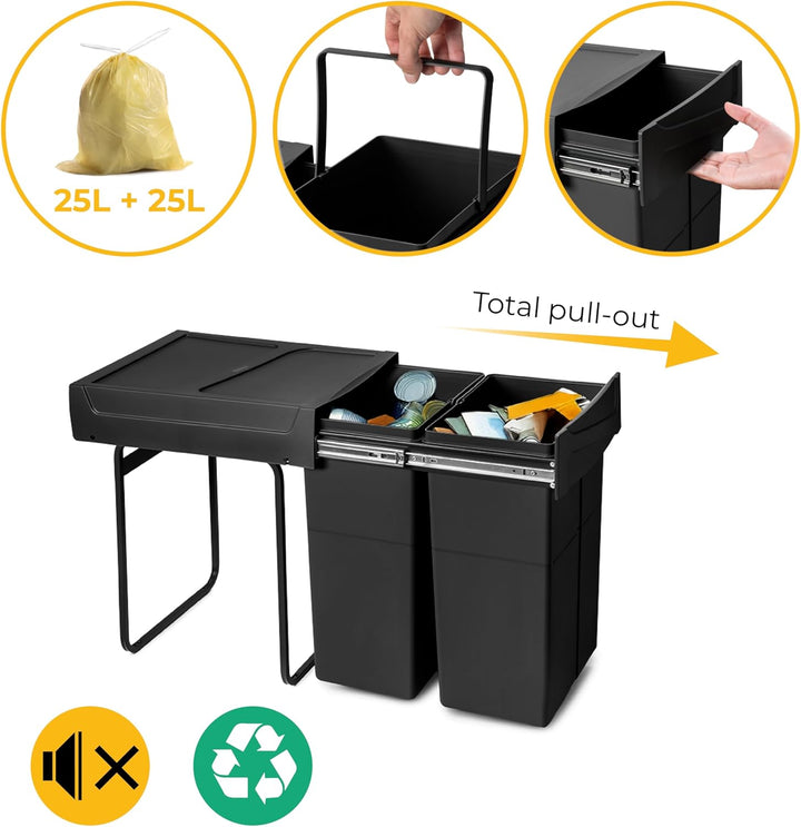 Emuca - RecyclingRecyclingbehälterRecycle zur Bodenmontage und manuellen Entnahme in Küchenzeilen, 2