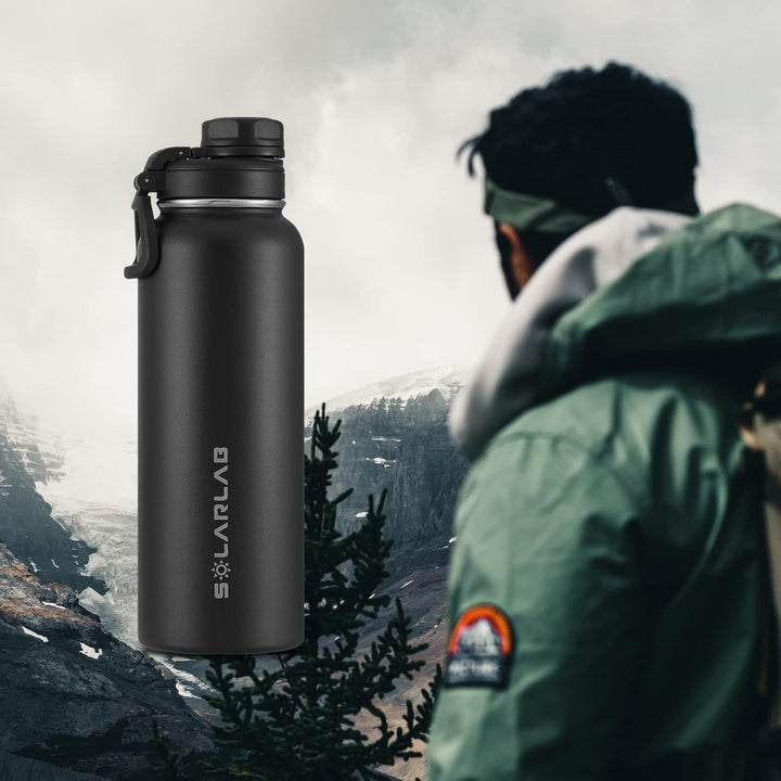 SOLARLAB Trinkflasche edelstahl - Thermoflasche Isolierflasche Thermoskanne 1l für heisse und kalte