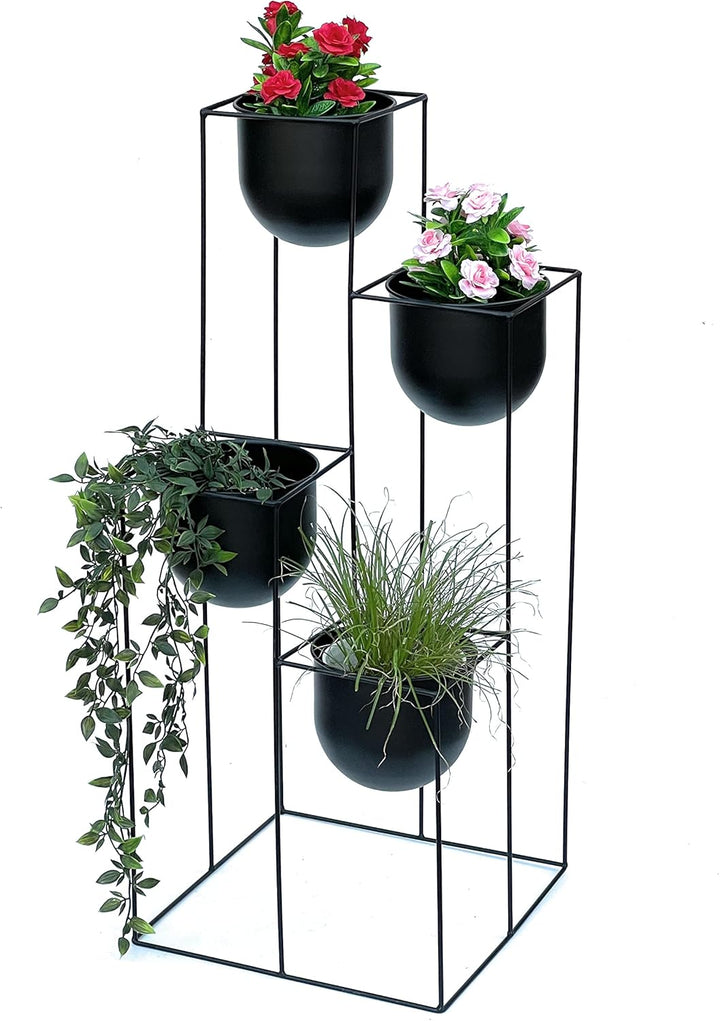 DanDiBo Blumentreppe Metall Schwarz 90 cm Pflanzentreppe mit Topf Innen Indoor Blumenständer 210015