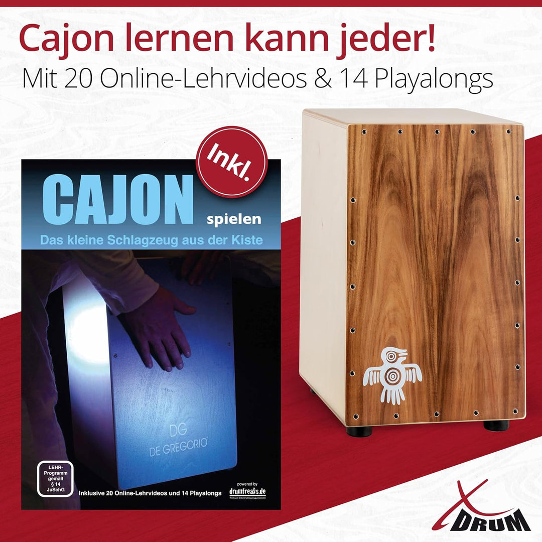 XDrum PERC CP-483 Cajon Peruana Koa Set (Set inkl. Cajon mit Birken-Korpus & Snareeffekt, passende R