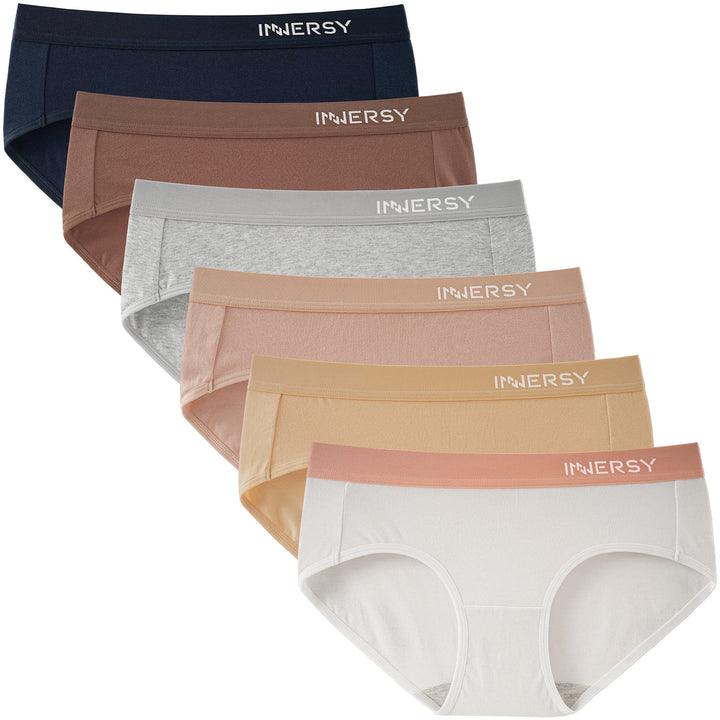 INNERSY Unterwäsche Damen Slip Bequeme Baumwollunterhosen Mehrpack Atmungsaktive Pantys 6er Pack XS