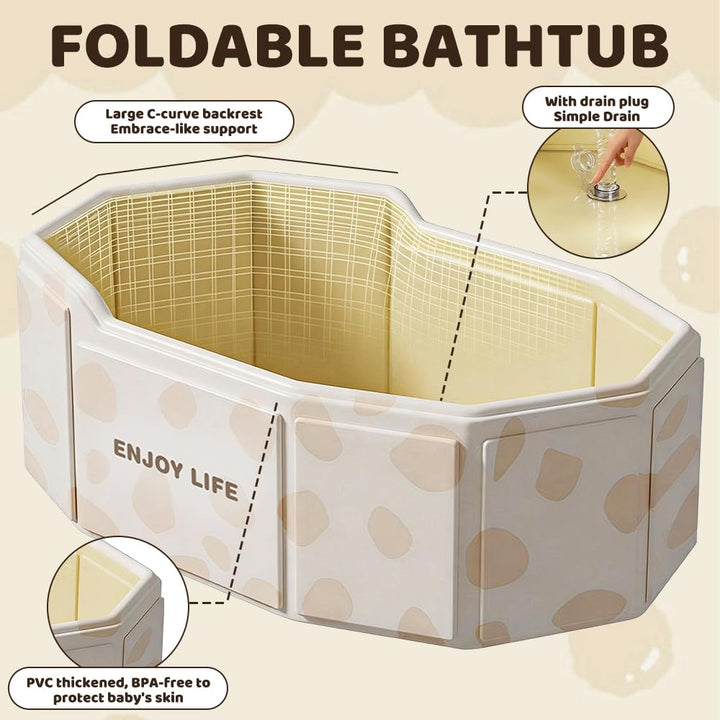 Faltbare Badewanne für Kinder,Grosse Kleinkindbadewanne, Tragbare Badewanne mit Ablassventil Platzsp