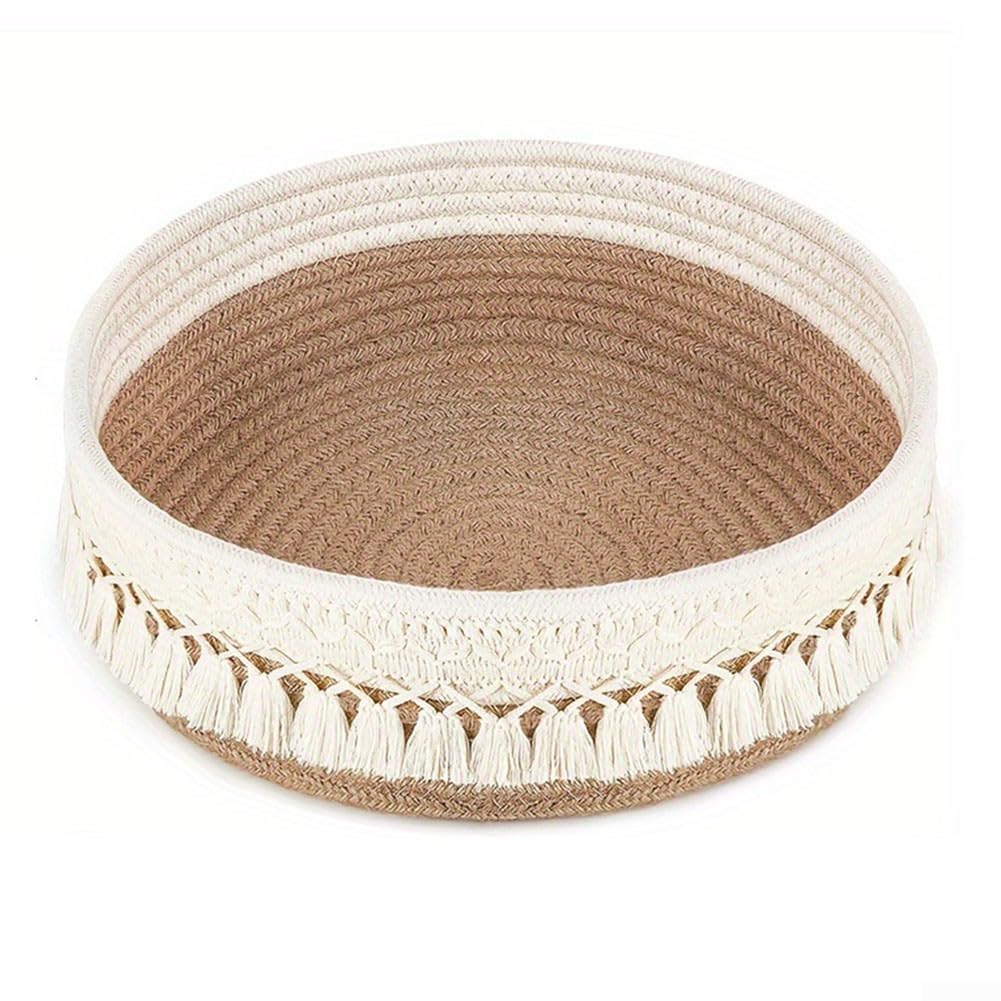 Boho-Aufbewahrungskorb mit Quaste, Baumwollseil, für Zuhause, Make-up-Halter und Schreibtisch-Organi