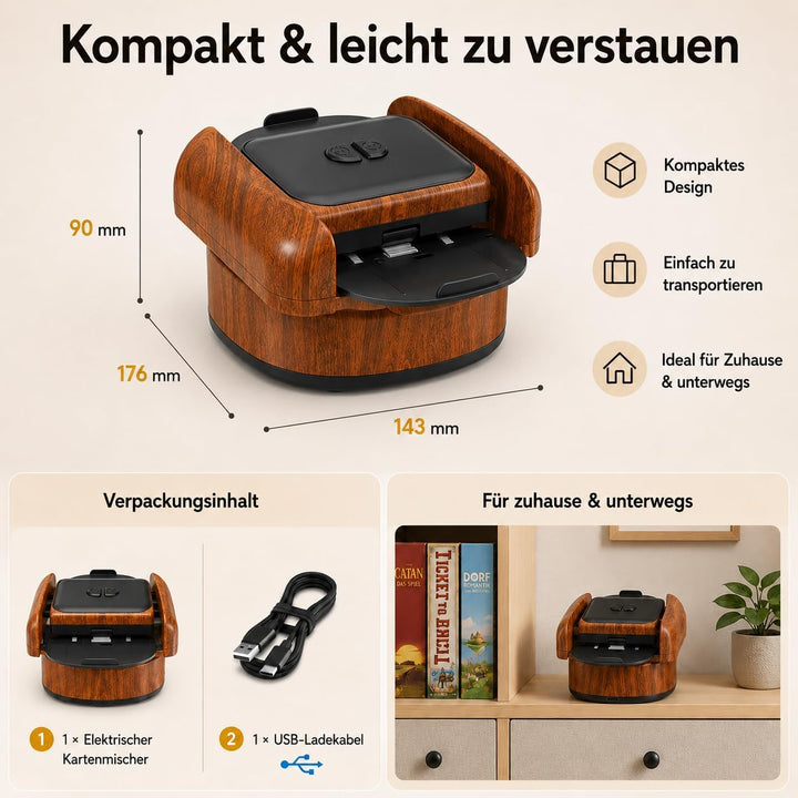 Kartenmischmaschine Elektrische, USB Kartenmischer mit Akku 1200mah | Automatischer Mischmaschine Ka