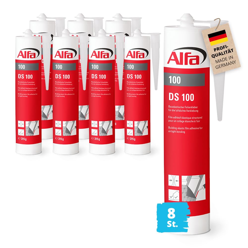 8x Alfa Folienkleber bauelastisch 315 Gramm Profi-Qualität Kartusche Dampfbremsfolien und Fensterans