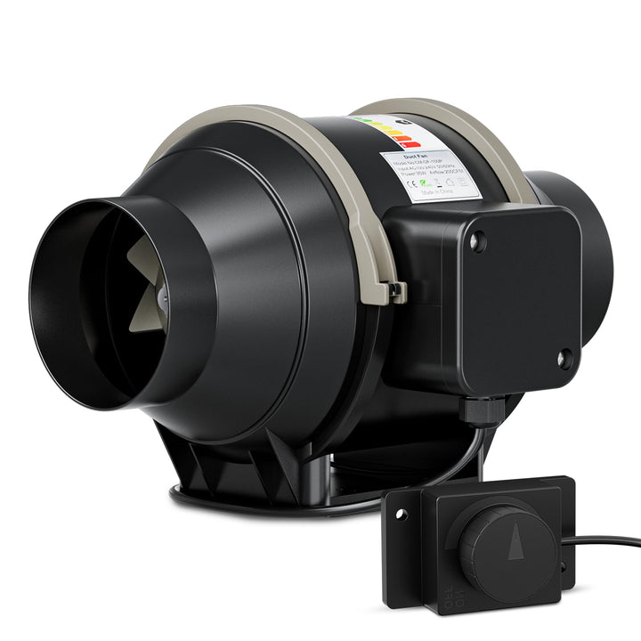 4-Zoll-Inline-Kanalventilator, 360 m³/h Luftstrom-Kanalventilator mit variabler Drehzahlregelung lei