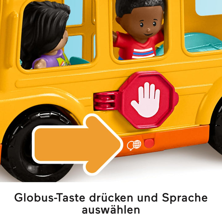 Fisher-Price Little People Spielzeug-Schulbus zum Schieben für Kleinkinder, mit Musik und 2 Figuren