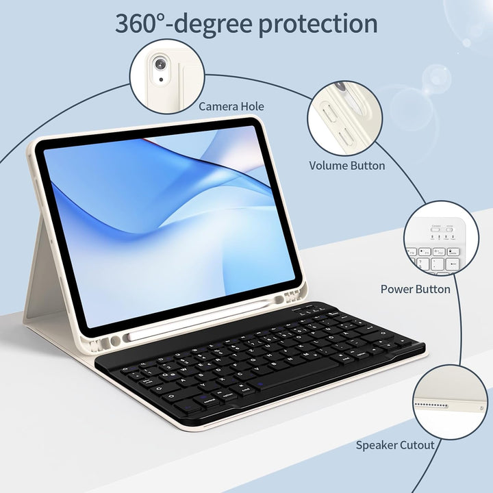 Hülle mit Tastatur für iPad Air 11 Zoll (M4/M3/M2) 2026/2025/2024, iPad Air 5./4. generation 2022/20