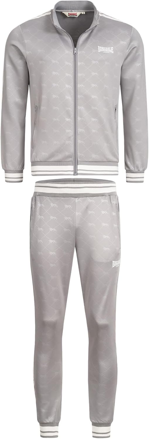 Lonsdale ASHWELL Herren Trainingsanzug schmale Passform S Grey/White, S Grey/White