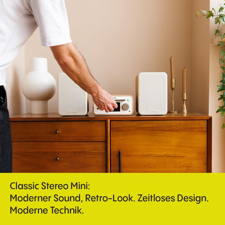 Pure Classic Stereo Mini Mikro HiFi Anlage mit CD-Player DAB+ Radio Bluetooth 5.3 USB AUX Kopfhörera