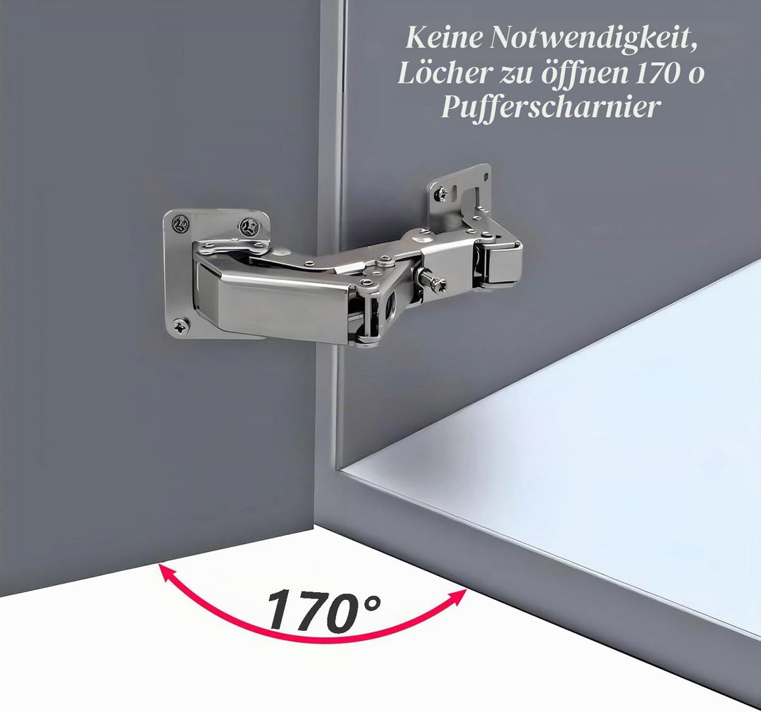 Qrity 4 Stück Scharniere 170° Möbelscharnier Soft Close Türscharniere Hydraulische Sanftes Schliesse