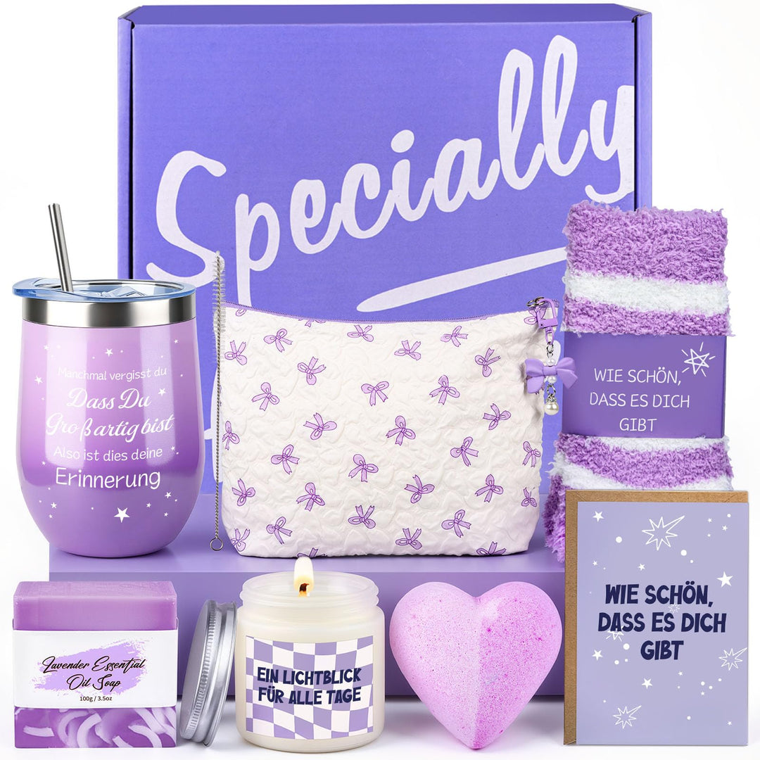 Geschenke für Frauen, Lila Kleine Aufmerksamkeit für Freundin, Liebevolles Geschenkset für Geburtsta
