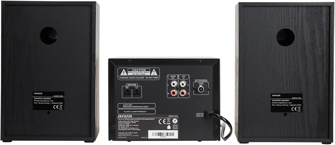 Aiwa MSBTU-300 Micro-HiFi-System mit Bluetooth, CD, USB, FM-Radio, Schwarz