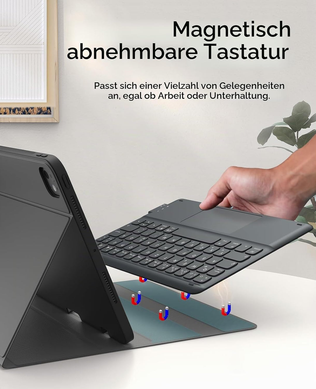 Earto Nur für iPad Pro 2024 Hülle mit Tastatur 11 Zoll, Multi Touch Trackpad, 19 mm Breites Tastenka