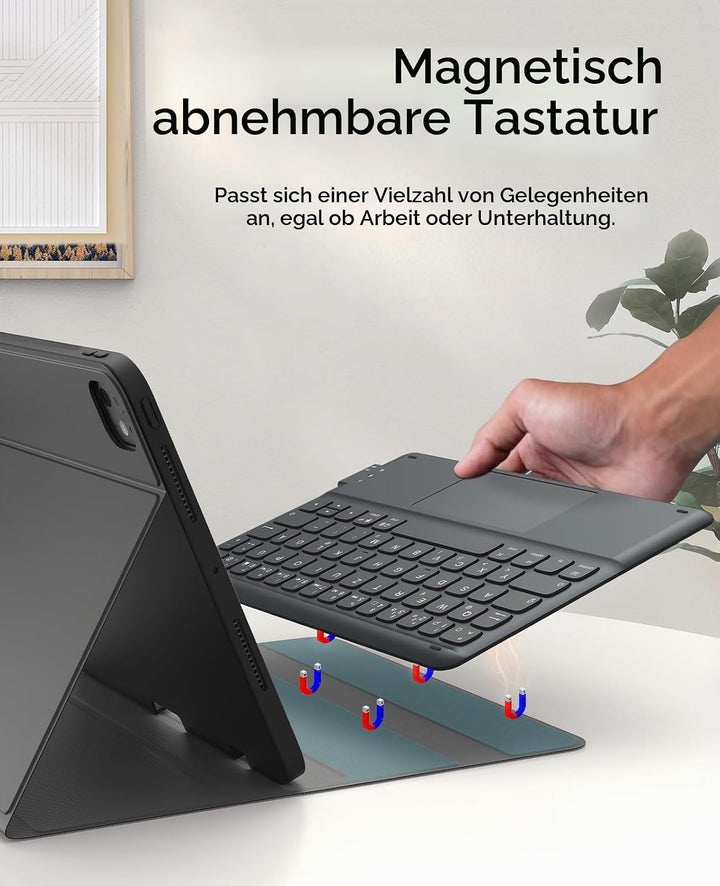 Earto Nur für iPad Pro 2024 Hülle mit Tastatur 11 Zoll, Multi Touch Trackpad, 19 mm Breites Tastenka