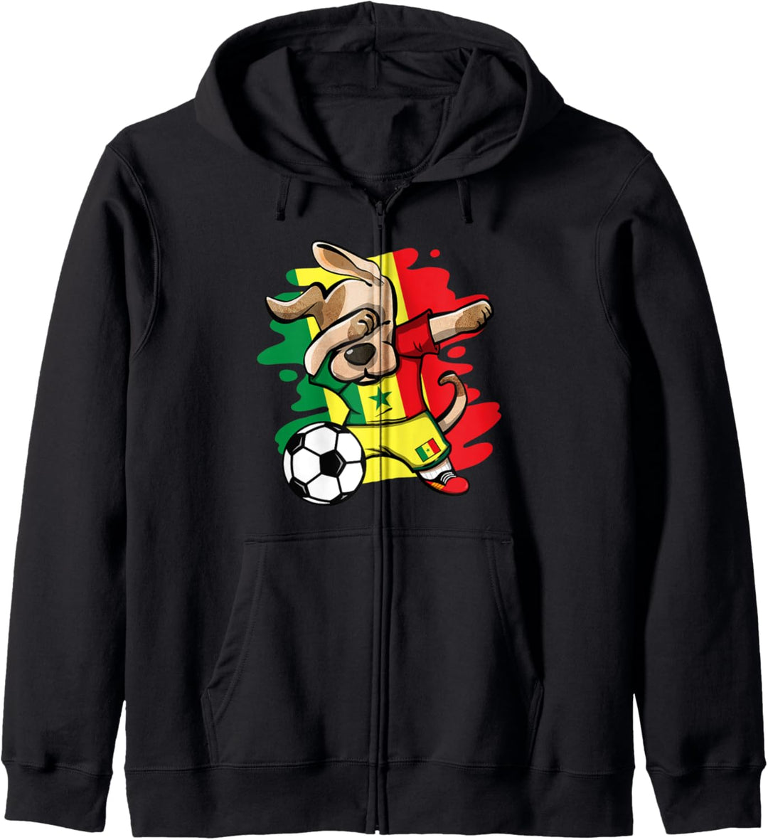 Lustiger Dabbing Hund Senegal Fussball Senegalesische Flagge Kapuzenjacke