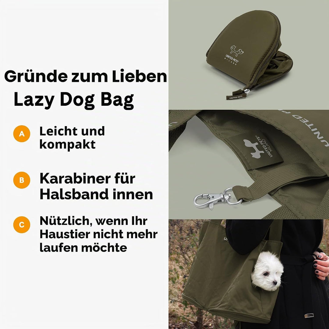 United Pets Lazy Dog Design Tragetasche für Hunde, leicht, faltbar, Grün Grün L 35 x B 15 x H 25 cm