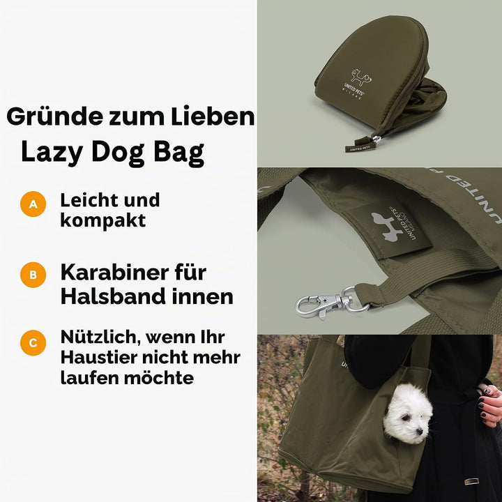 United Pets Lazy Dog Design Tragetasche für Hunde, leicht, faltbar, Grün Grün L 35 x B 15 x H 25 cm