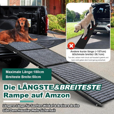 Längste 180cm & Breiteste 50cm Hunderampe,Faltbare Hunderampe Auto mit Rutschfester Teppich,Hunderam