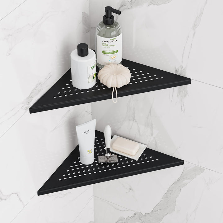 Neodrain Duschregal Ecke Edelstahl 304 Duschablage Schwarz Eingebautes Duschkorb Halterung für Bad,