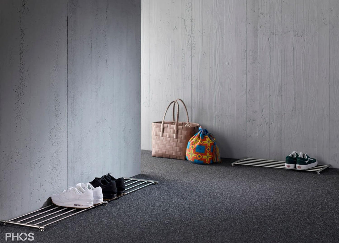 PHOS Design, SR1200-1, Schuhablage, 120 cm Breite, 30 cm Tiefe, Edelstahl matt geschliffen 1 Ebene,