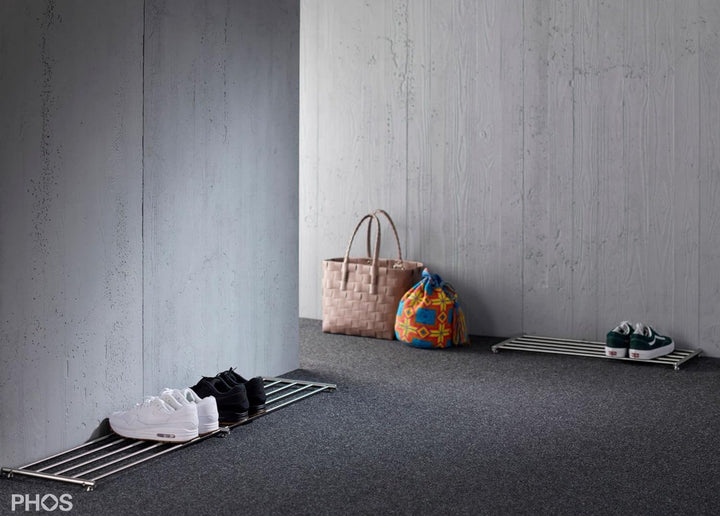 PHOS Design, SR1200-1, Schuhablage, 120 cm Breite, 30 cm Tiefe, Edelstahl matt geschliffen 1 Ebene,