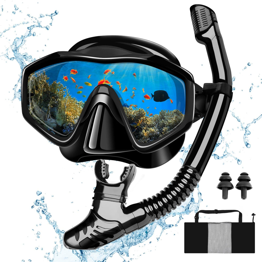 MILFECH Schnorchelset Erwachsene, Schnorcheln Set mit Taucherbrille und Trocken Schnorchel,Anti-Fog