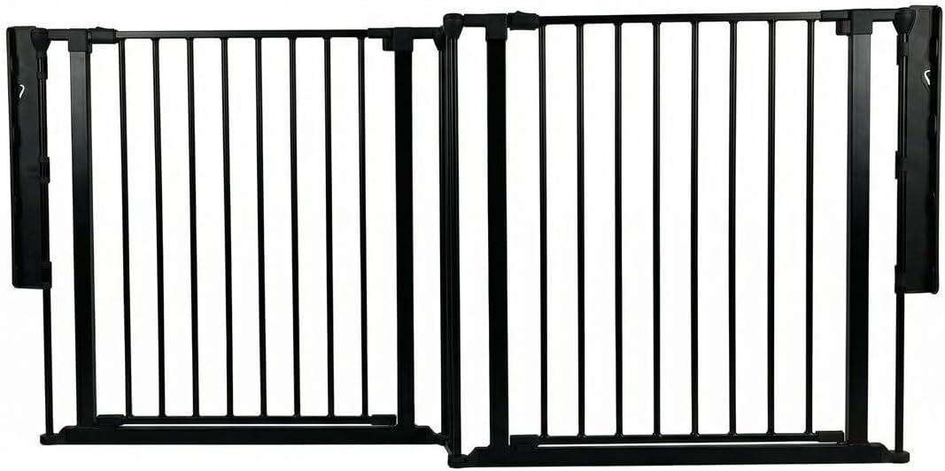 Safetots Zwei-Tür-Treppenschutzgitter Set, Schwarz, 187cm Gesamtlänge, Schraubmontage, 70cm Höhe Sch