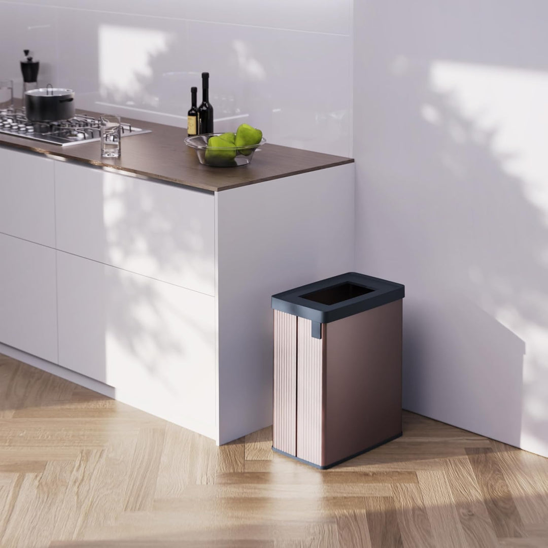Curver Keter Verto Recycle 54L Mülleimer für Küche, zwei Fächer, einfache Sortierung, offen, schlank