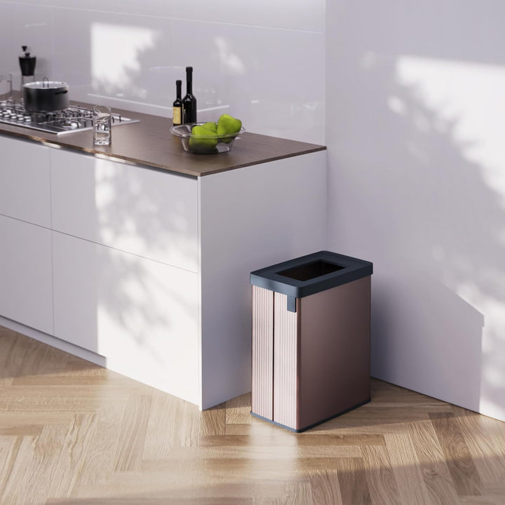 Curver Keter Verto Recycle 54L Mülleimer für Küche, zwei Fächer, einfache Sortierung, offen, schlank