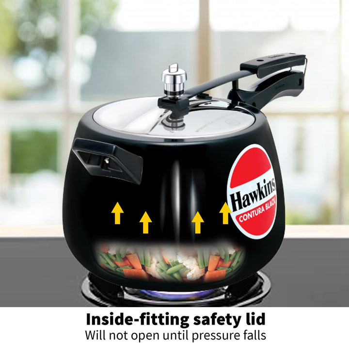 HAWKINS CB65 Schnellkochtopf, Harteloxiertes Aluminium, 6.5 liters, Contura Schwarz 6.5-Liter, 6.5-L