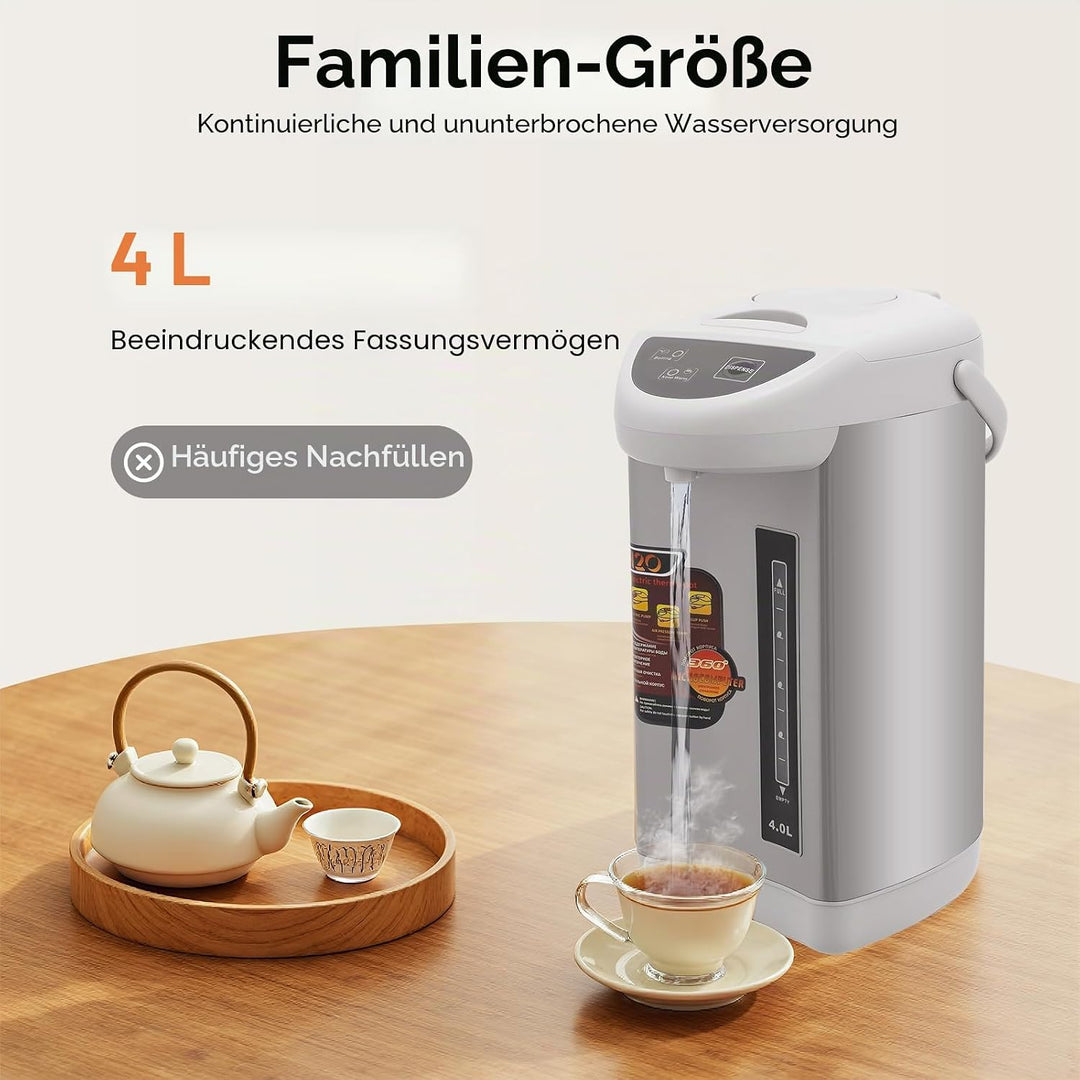 Elektrische Thermokanne 4 Liter Wasserspender Heisswasserspender Wasserkocher Teekanne 750 W Edelsta
