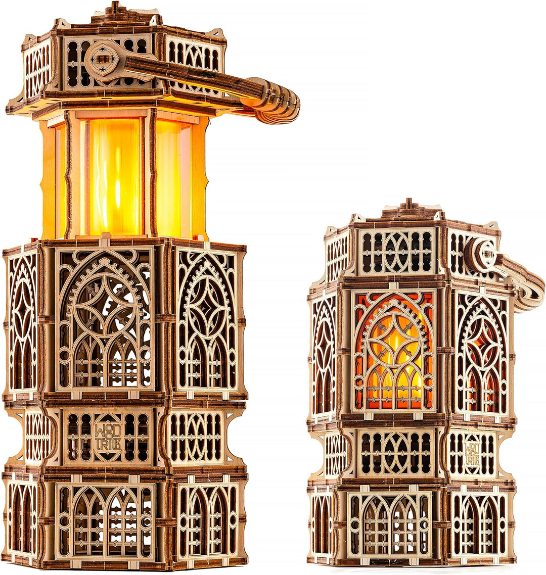 Wood Trick Antike Laterne Leuchtendes LED 3D Holzpuzzle für Erwachsene und Kinder zum Selberbauen -