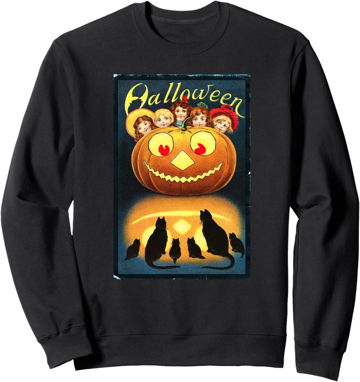 Vintages Halloween-Hexe-Katzen-Jack-O-Laternen-Geschenk Sweatshirt