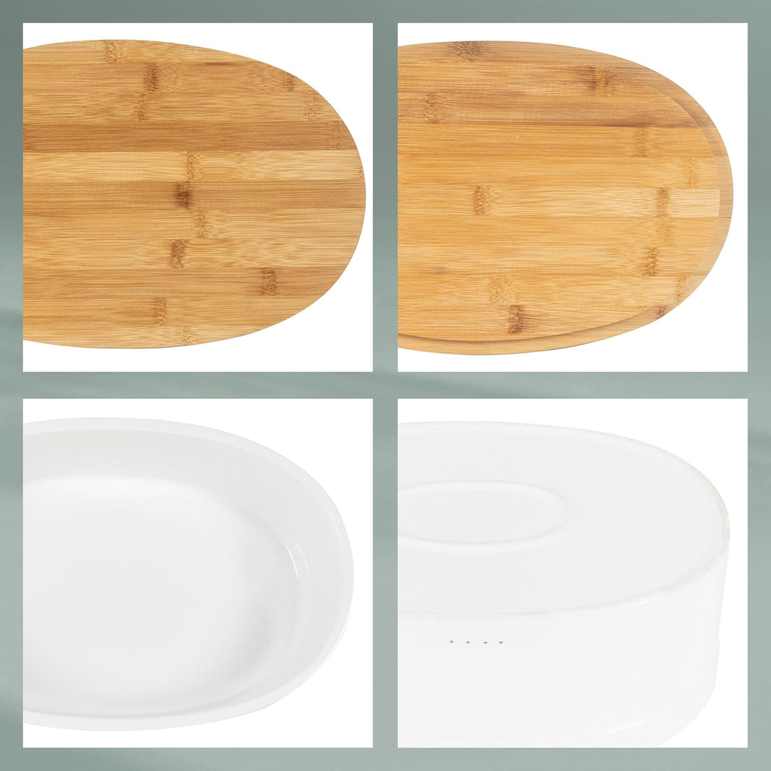 kela Keramik Brotkasten mit Lüftungslöcher 36,5x23,5x14cm, Brotbox Keramik, SALENA, Brottopf weiss,