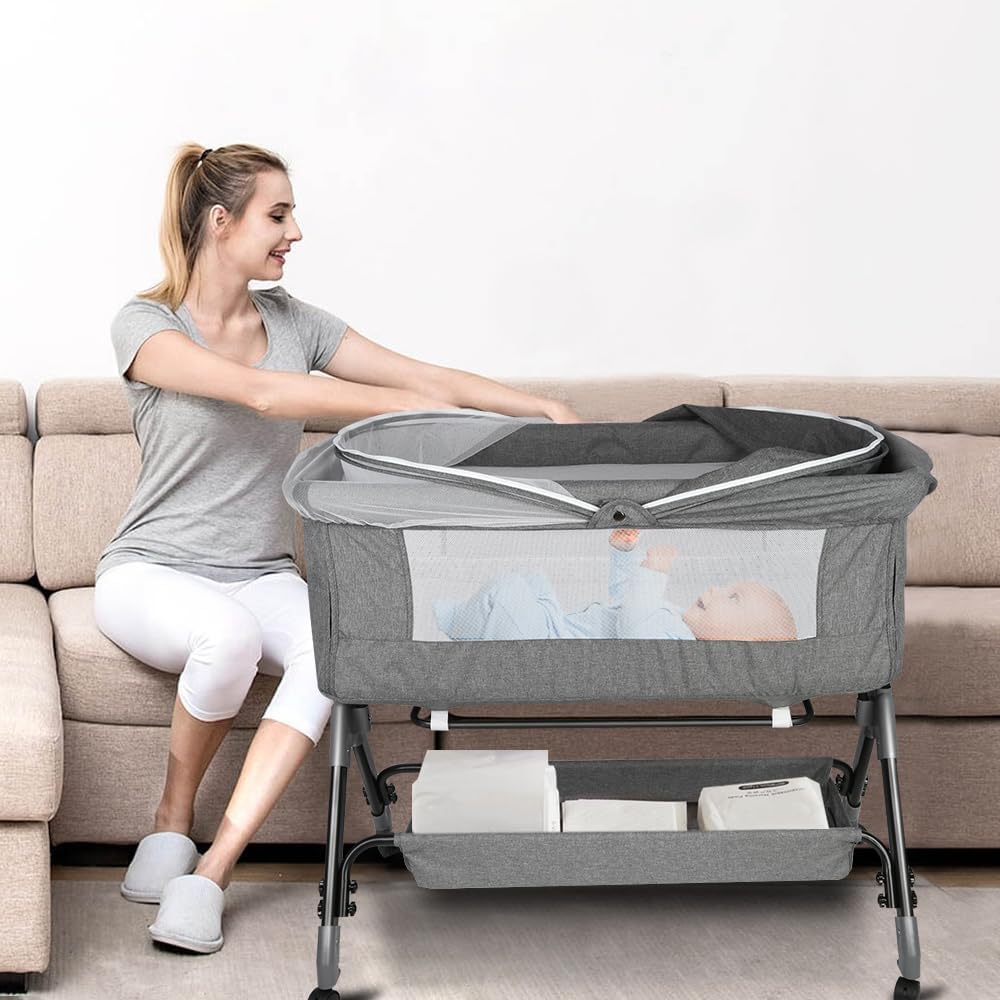LANTUS Baby Beistellbett,Kompatibel mit verschiedenen Betten, Einfach zu Montieren und Transportiere
