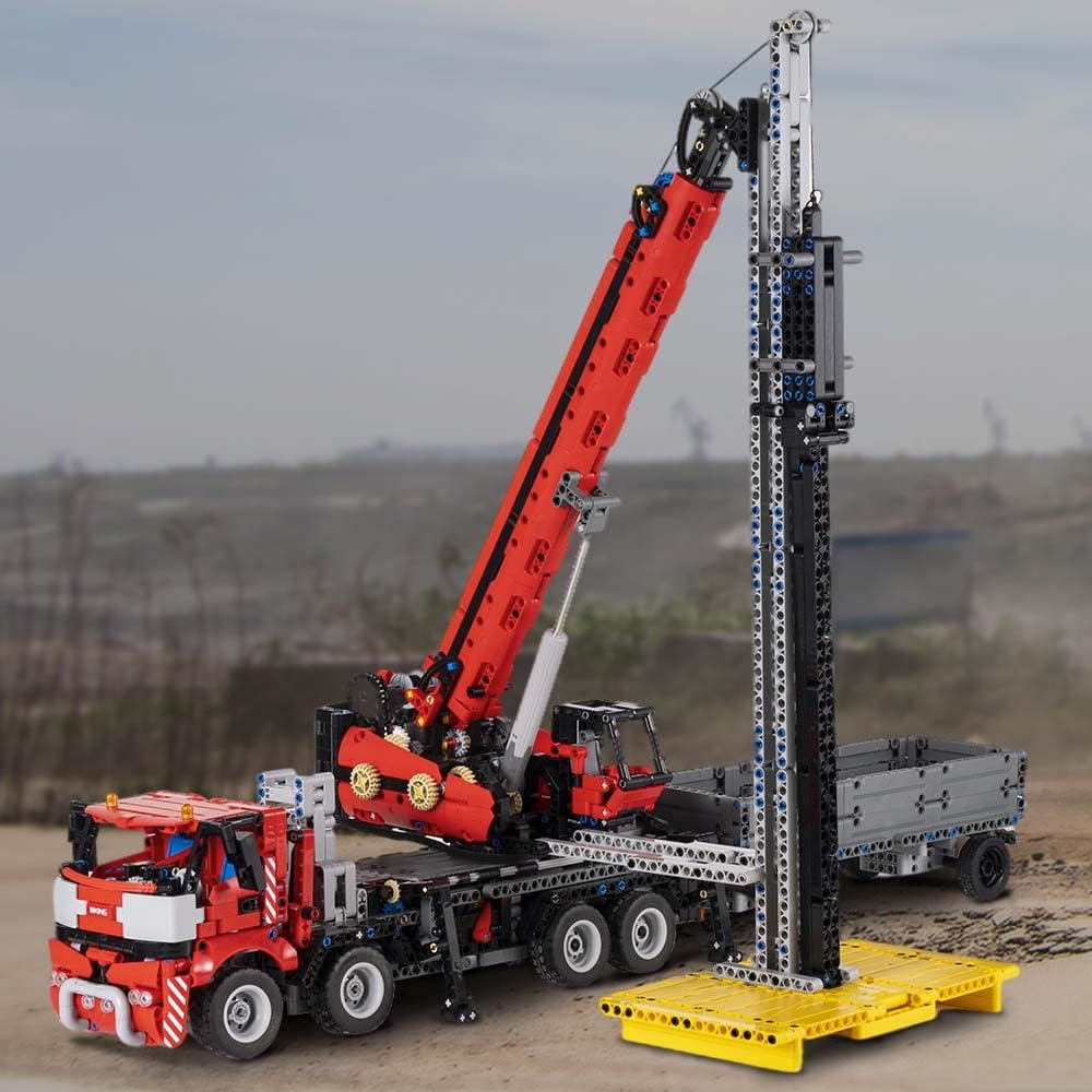 Mould King 17003 LKW Kran Modell, 2828 Teile, Gross Multifunktionale Kran mit APP/2.4 GHz Fernbedien