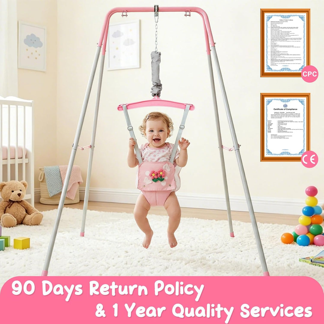 FUNLIO Baby-Hüpfsitz mit Ständer für 6–24 Monate, Hüpfsitz für drinnen und draussen, mit verstellbar
