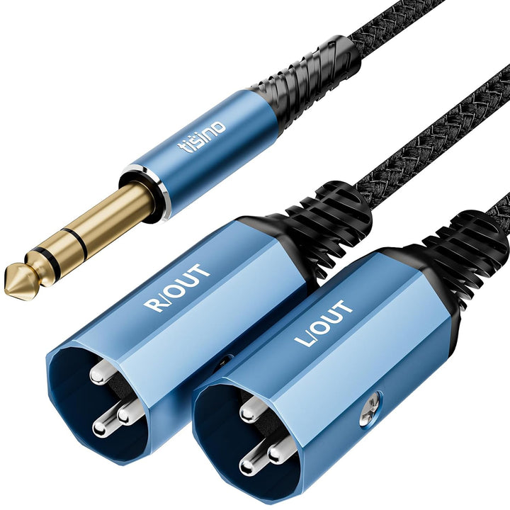 Tisino 6,3mm TRS auf 2 XLR Stecker Y-Kabel (2 m) Stereo-Breakout-Kabel für Mischpulte, Audio-Interfa