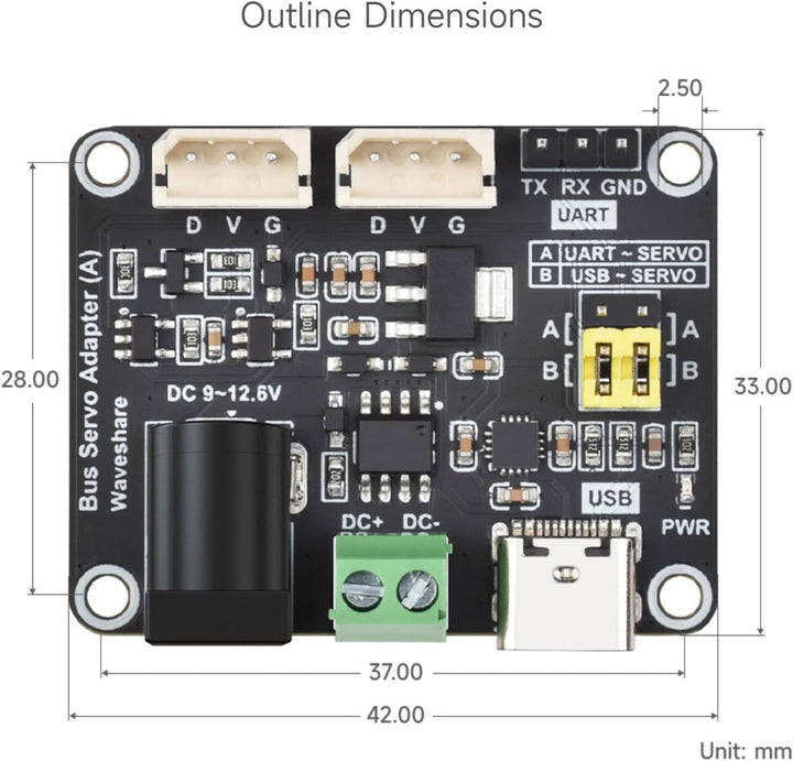 Waveshare 2PCS Serial Bus Servo Driver Board, Integrates Servo Power Supply & Control Circuit, Appli