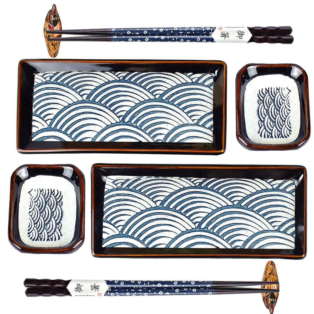 Artcome 8 Stück Japanisches Keramik Sushi Platte Geschirr Set für Hochzeit Housewarming - 2 Sushi Pl