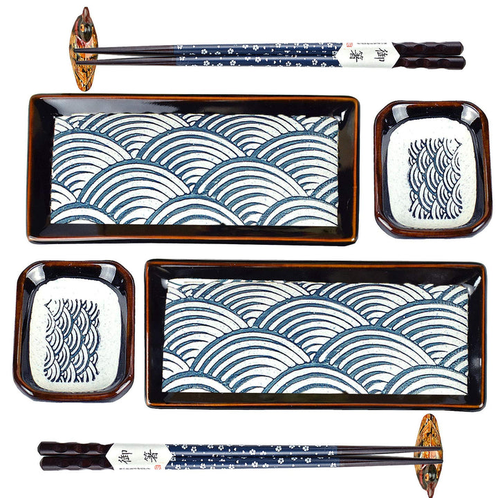 Artcome 8 Stück Japanisches Keramik Sushi Platte Geschirr Set für Hochzeit Housewarming - 2 Sushi Pl