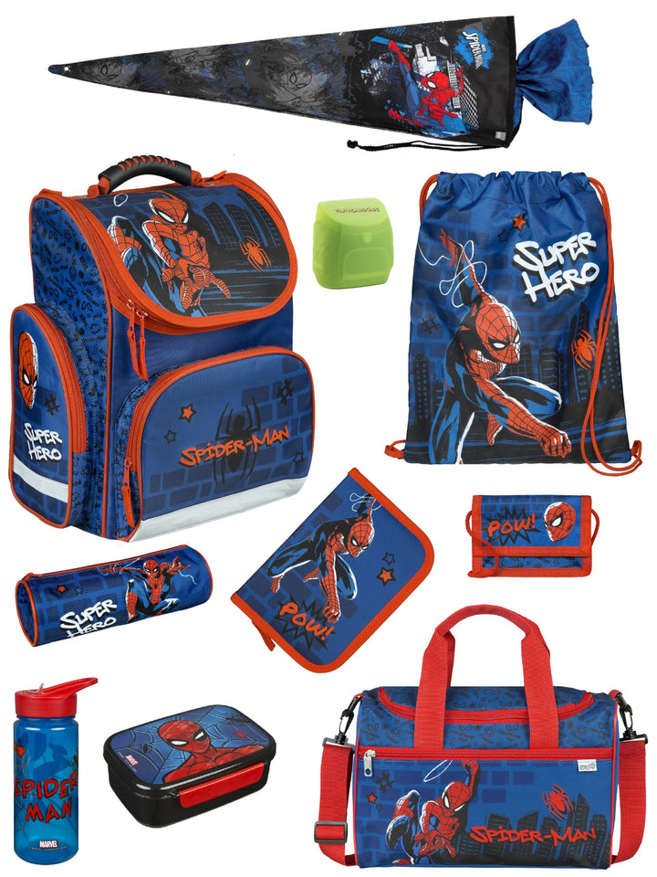 Schulranzen-Set Marvel Spiderman 16 TLG. mit Federmappe, Dose, Flasche, Sporttasche, grosse Schultüt