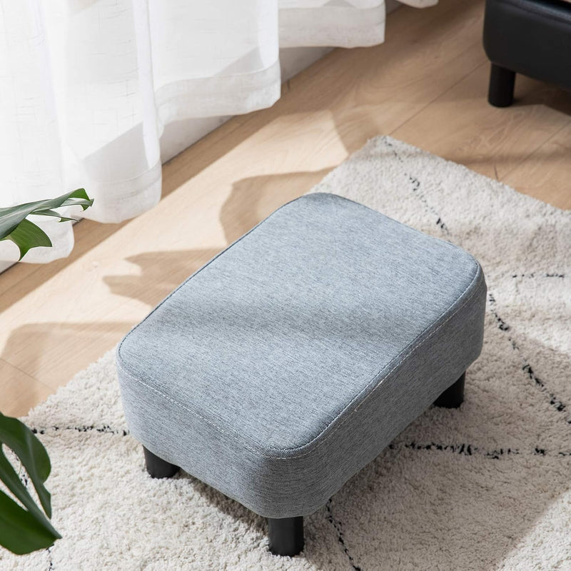 IBUYKE Kleiner Fusshocker, Hocker aus Leinenstoff, rechteckiger Ottoman mit gepolstertem Sitz, Kiefe