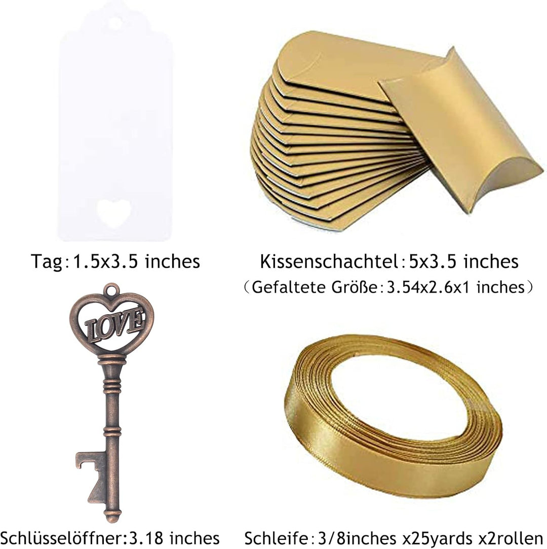 Makhry 50 Stück Schlüssel Flaschenöffner Hochzeit Herz Vintage Rustikal Hochzeitsgeschenke Souvenir