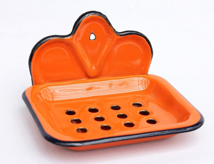 DanDiBo Seifenhalter 618 Orange Seifenschale 13 cm emailliert Landhaus Emaille Seifenspender, Orange